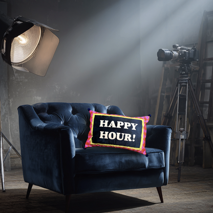 'HAPPY HOUR' pillowcase and insert.