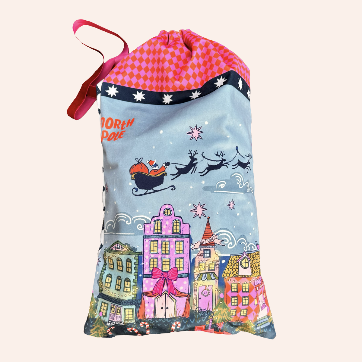 "Letters to Santa" Christmas light teal stocking 30% off
