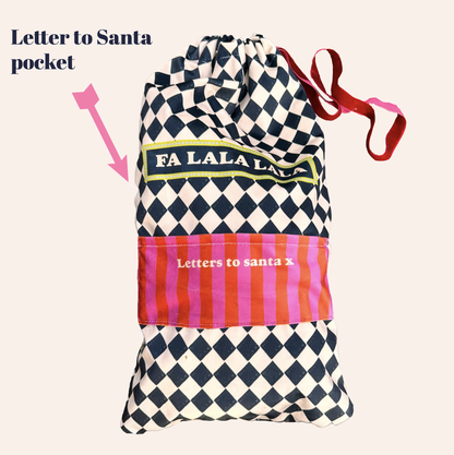 "Letters to Santa" Christmas light teal stocking 30% off