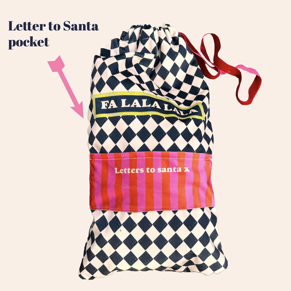 "Letters to Santa" Christmas pink stocking 30% off