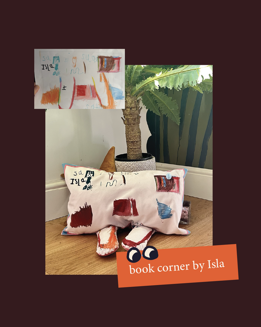 "Book Corner "pillow by Isla, age 5