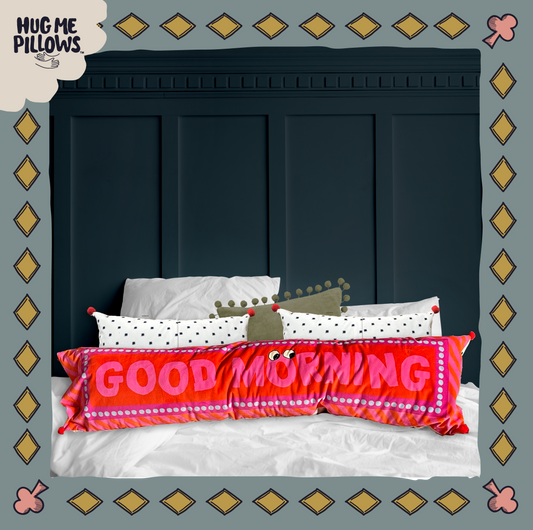 Good morning/good night big bolster pillow.