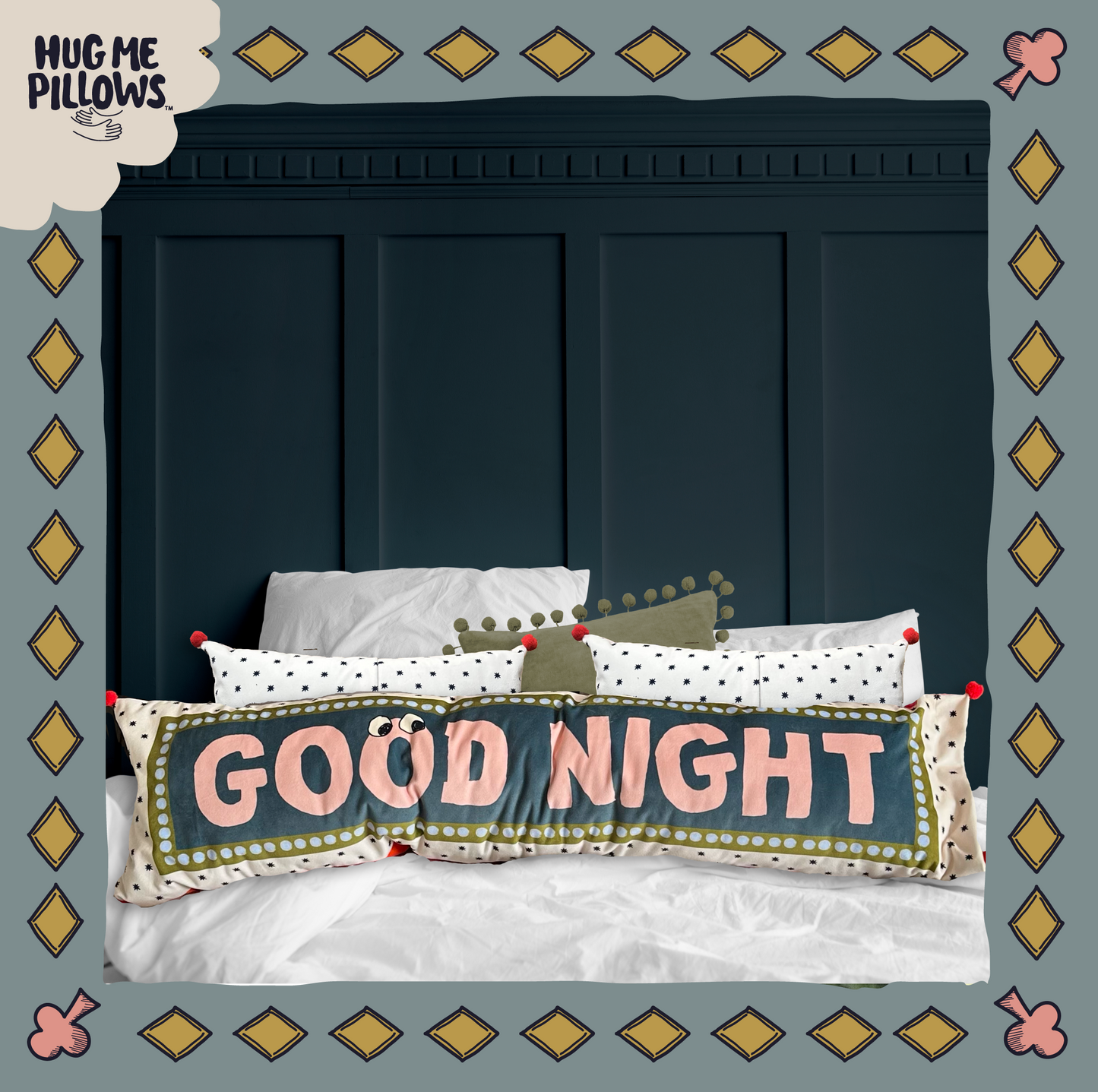 Good morning/good night big bolster pillow.